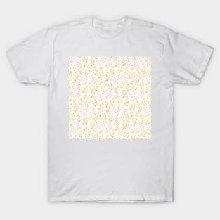 Yellow and Pink Minimalist Flowers Pattern T-Shirt